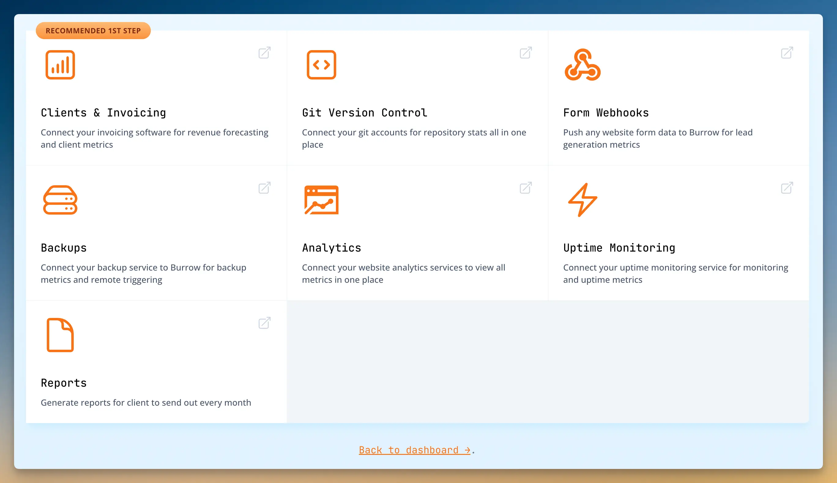 Screenshot of data connection interface